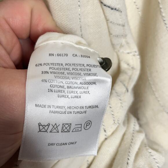 ANTHROPOLOGIE Feather Bone Soleil Belted Wrap Front Stripe Jumpsuit Ivory {LL35} - Picture 7 of 7